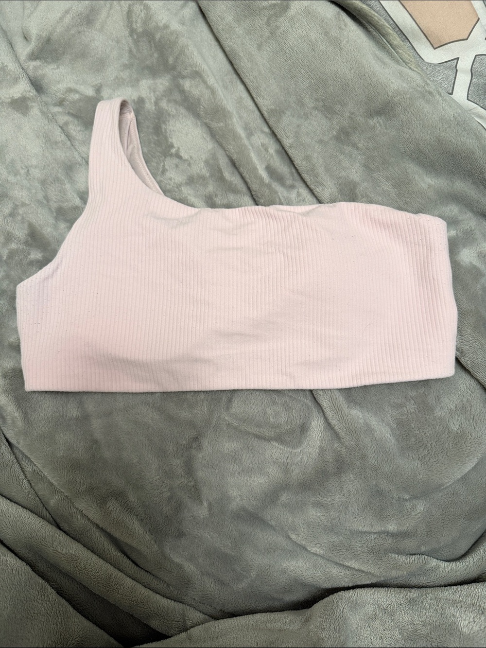 Lululemon One-Shoulder Ribbed Bralette in Light Pink